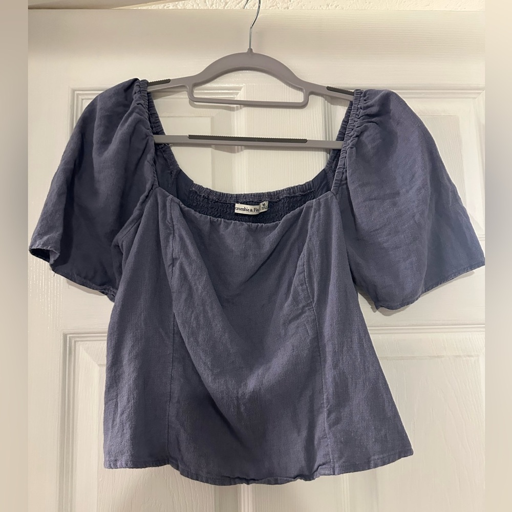 Abercrombie & Fitch Slate Blue Square Neck Top